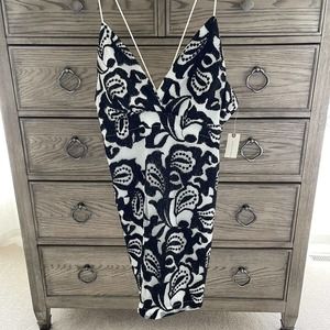 NWT ANTHROPOLOGIE MAEVE STRAPPY LACE CROCHET MINI HALTER DRESS BLACK & WHITE 2